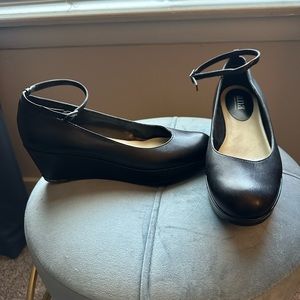 A.N.A black ankle strap wedge